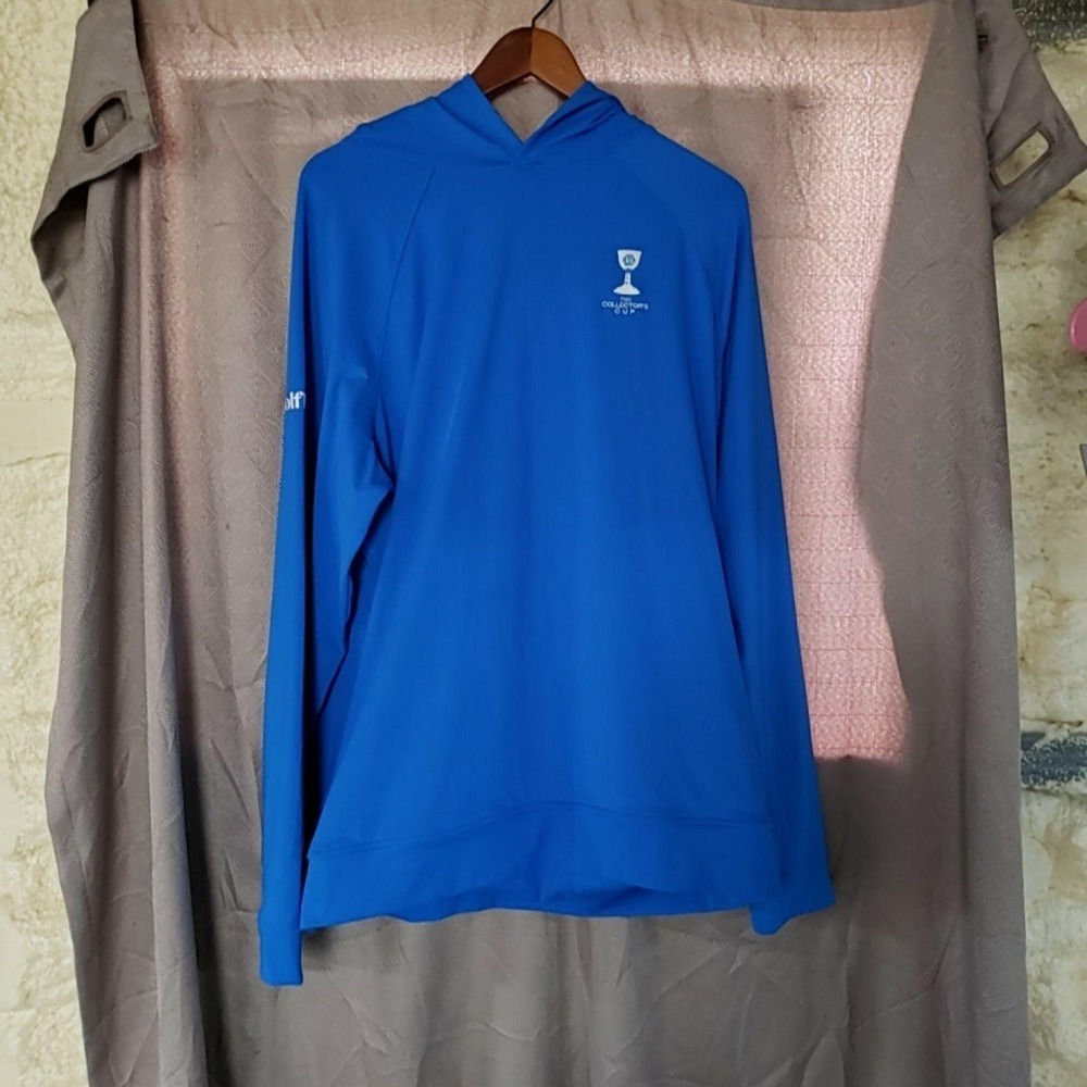 REDVANLY Hoodie Mens XL Blue Lightweight Stretch Golf Digest Collectors Cup Logo